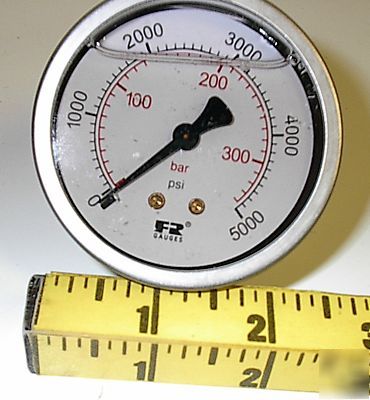 New hydraulic pressure gauge 5000 psi liquid filled