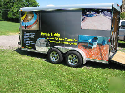 Engrave a crete tools trailer business on wheels