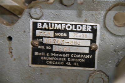 Baumfolder paper folder model 25X38 mfg no.1264 