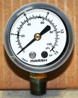 Marsh inst. co. J1640 gen serv gauge 0-15PSI/0-100KPA