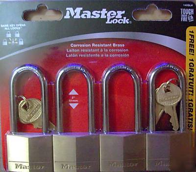 Master lock 4 extra long shackle brass padlocks/140QLH