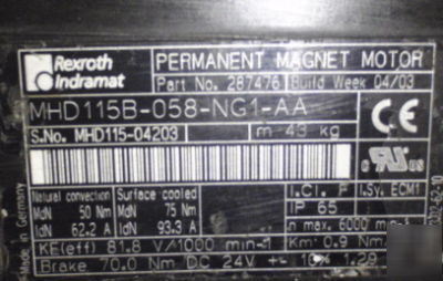 Rexroth indramat MHD115B-058-NG1-aa cnc servo motor