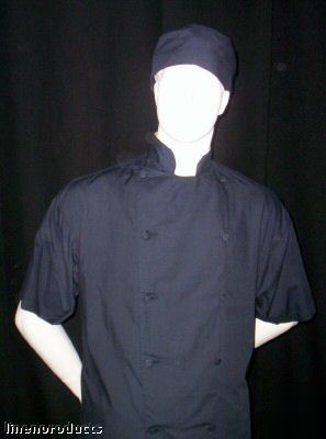 Coat chef jacket small baker cook catering navy blue ss