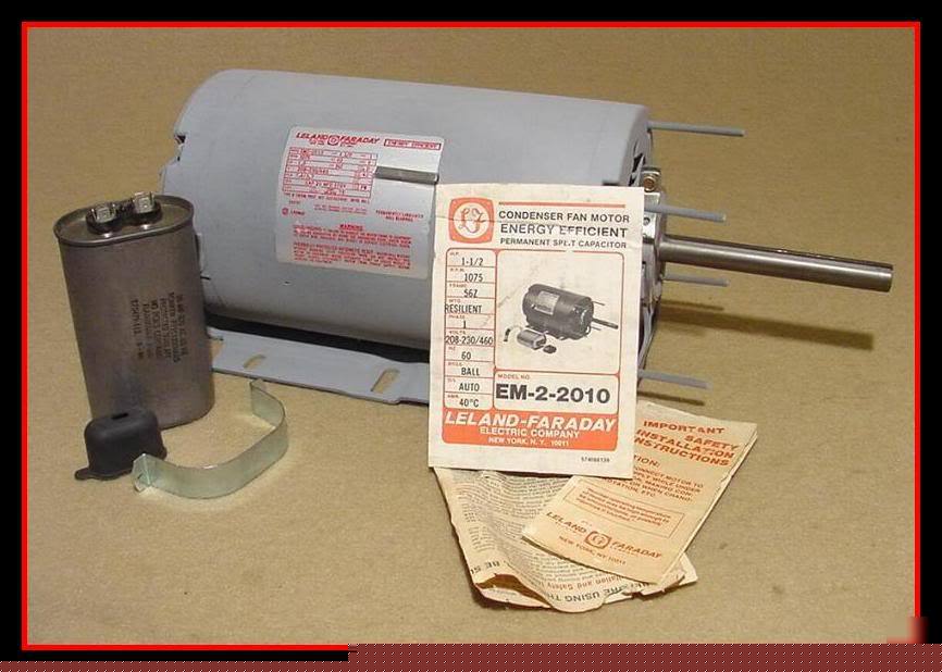 New 1-1/2 hp commercial condenser fan motor 1075 rpm 