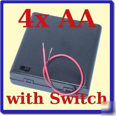 Aa battery holder enclosed box with switch for 4X aa