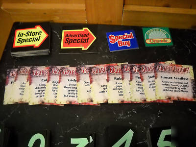 Huge lot of grocery store produce display signs lot# 2