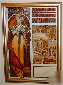 New framed art nouveau picture print austria mucha 