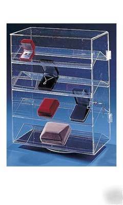 New jewelry rack display lock 4 shelves watch+ rotating 