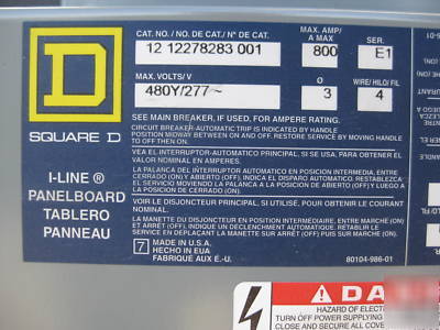 Square d i-line 3R main lug panelboard 800 amp 600V 3P 