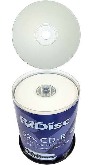 Ridisc white f/face printable 52X cd-r disc (100 pack)