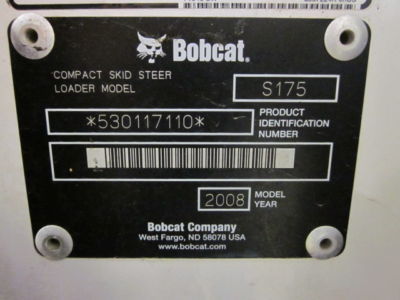 2008 bobcat S175 skid steer loader low hours 