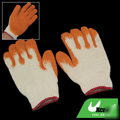 Orange latex rubber palm cotton yarn gloves protector