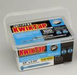 100 kwiktap tapcon concrete screws 1/4 x 2 3/4 flathead