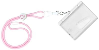 Pink awareness ( round ) lanyard with 2 card id holder