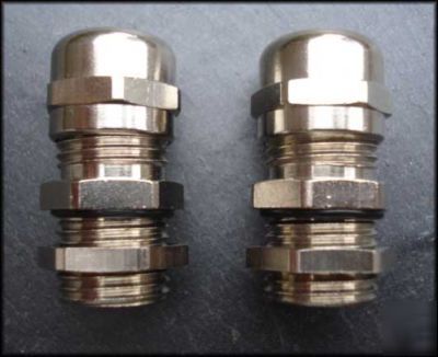 Cable glands (4) nickel plated brass IP68 PG9 thread 