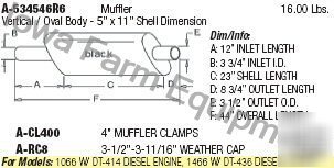 Case/ih muffler 1066,1466 (all w/diesel engine) 