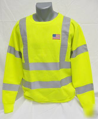 Class iii hi-viz lime/green long sleeve sweatshirt -lg