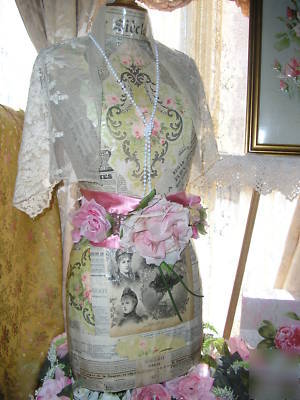 Antique vtg french dress form C1900 wallpaper rose best