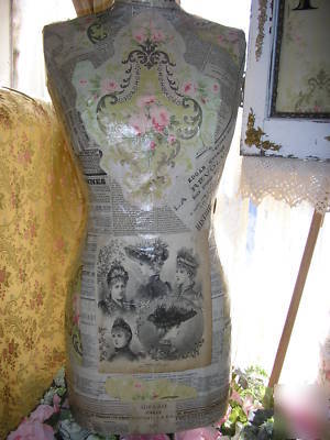 Antique vtg french dress form C1900 wallpaper rose best