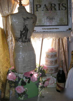 Antique vtg french dress form C1900 wallpaper rose best