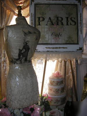 Antique vtg french dress form C1900 wallpaper rose best