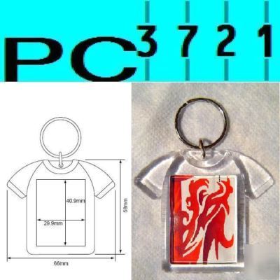 100 blank t-shirt shape keyring 41 x 30 mm insert D1217