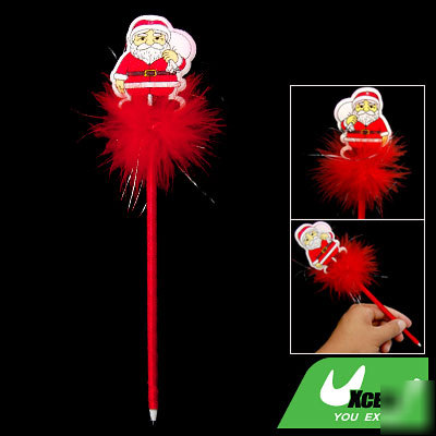 Red santa claus style slim blue pen core ball-point pen