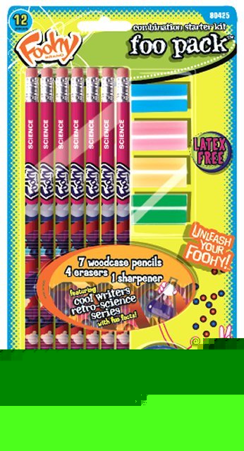 12 foohy pencil, eraser, sharpener 12 pc starter packs