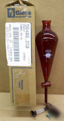 Corning pyrex 250 ml amber separatory funnel red