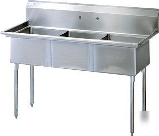 New aero stainless steel 3-compartment sink