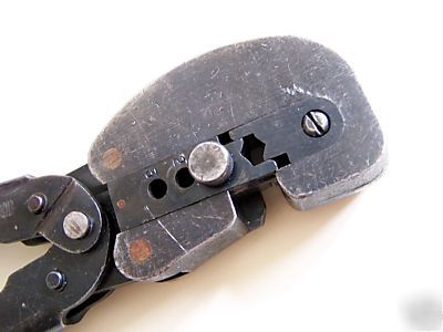 Amp tyco ratchet cycle hand crimp tool 12-10 with dies