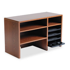 Safco wood desktop organizer