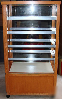 Bakery candy display case, oak & glass, no 