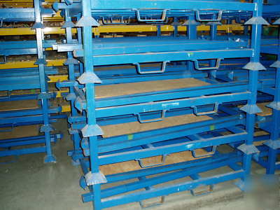 Lot of carpet padding racks warehouse stackable storage