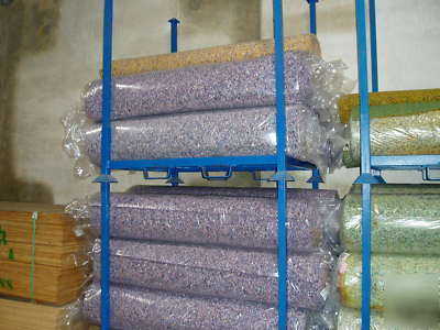 Lot of carpet padding racks warehouse stackable storage