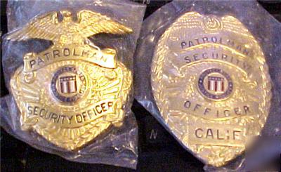 Matching set california security badge and hat badge