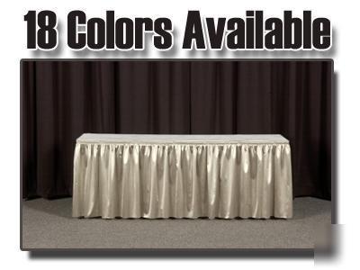 Poly knit 21' table skirt & topper & clips, 18 colors