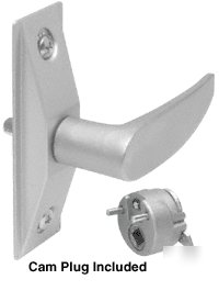 Lever handle with cam plug for commercial doors 