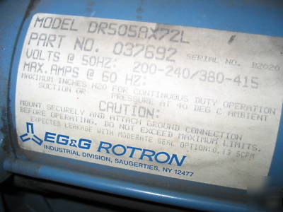 Rotron DR505 2 hp industrial blower, aquarium, spa