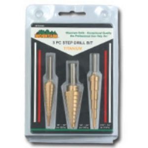 Step drill set 3 pc titanium nitride coated by mountain
