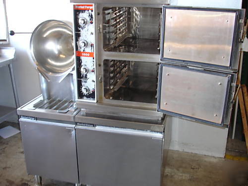 Used market forge gas steamer w/ tilt kettle mdl 3500