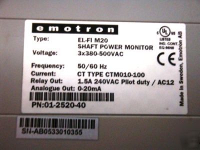 New emotron M20 shaft power monitor in box
