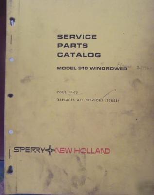 New holland 910 windrower parts manual