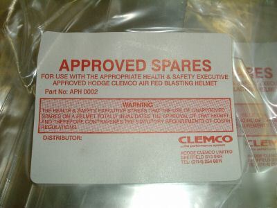 Original clemco apollo blast cleaning helmet visor pack