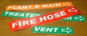 Pipe markers, standard or custom text, w or w/o arrows