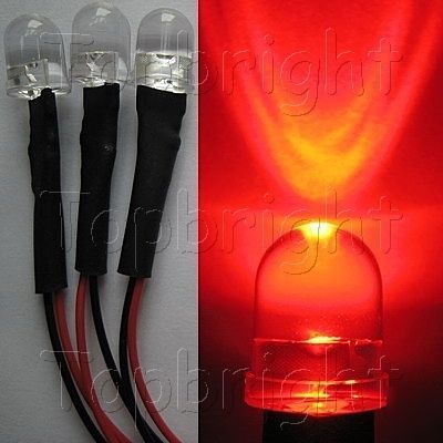 10 pc 12V 10MM 40Â° 0.5W red led 100MA@160KMCD car,rc,rv