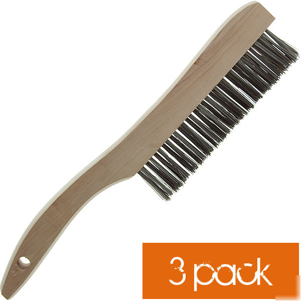 3 pack stainless steel wire scratch brushes 4X16 rows