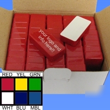 50 pcs domino sized magnets - red plastic coating