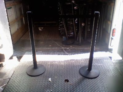 Crowd control posts used black stanchions w/ tape lot 2