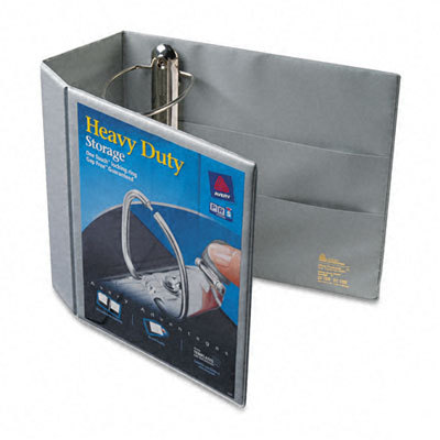 Nonstick hvy-duty ezd ref view binder 5IN capacity gray